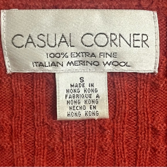 Casual Corner 100% Extra Fine Merino Wool Orange Cable Knit Sweater Size Small - Picture 4 of 10